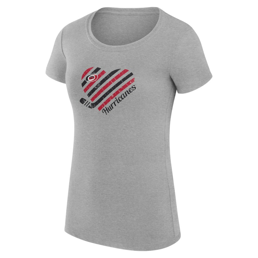 Carolina Hurricanes - G-III 4Her by Carl Banks Women's Super-Slim Fit Lightweight Heart T-Shirt Heather Gray
