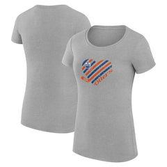 Edmonton Oilers - G-III 4Her by Carl Banks Women's Super-Slim Fit Lightweight Heart T-Shirt Heather Gray