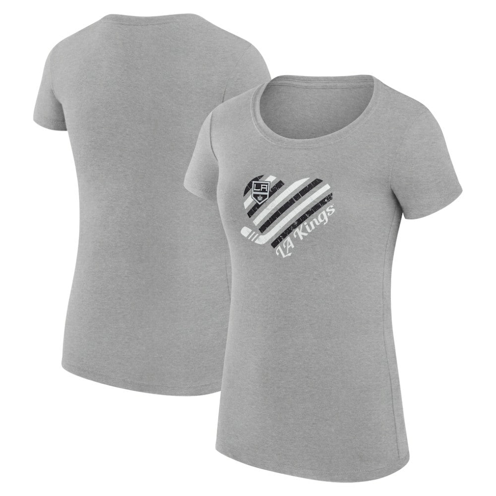 Los Angeles Kings - G-III 4Her by Carl Banks Women's Super-Slim Fit Lightweight Heart T-Shirt Heather Gray