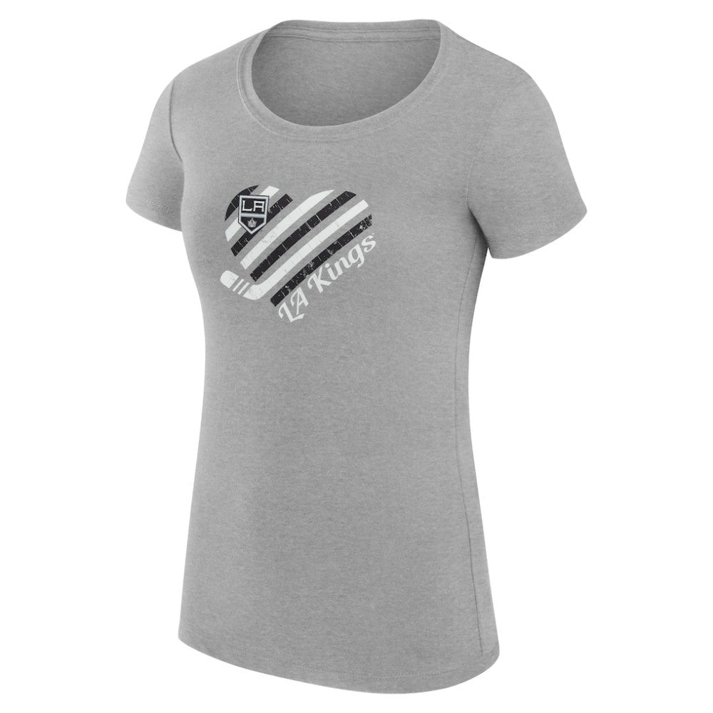 Los Angeles Kings - G-III 4Her by Carl Banks Women's Super-Slim Fit Lightweight Heart T-Shirt Heather Gray