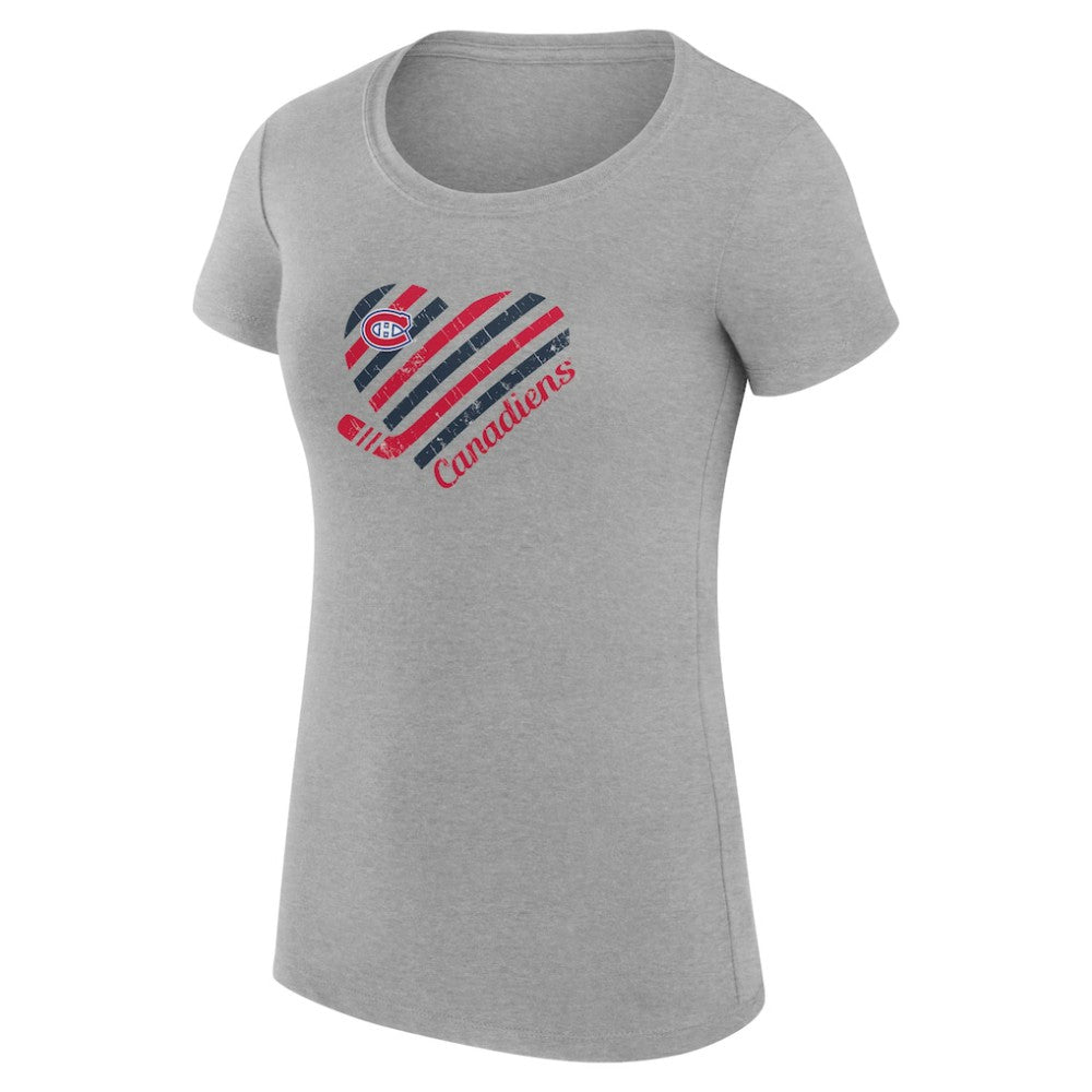 Montreal Canadiens - G-III 4Her by Carl Banks Women's Super-Slim Fit Lightweight Heart T-Shirt Heather Gray