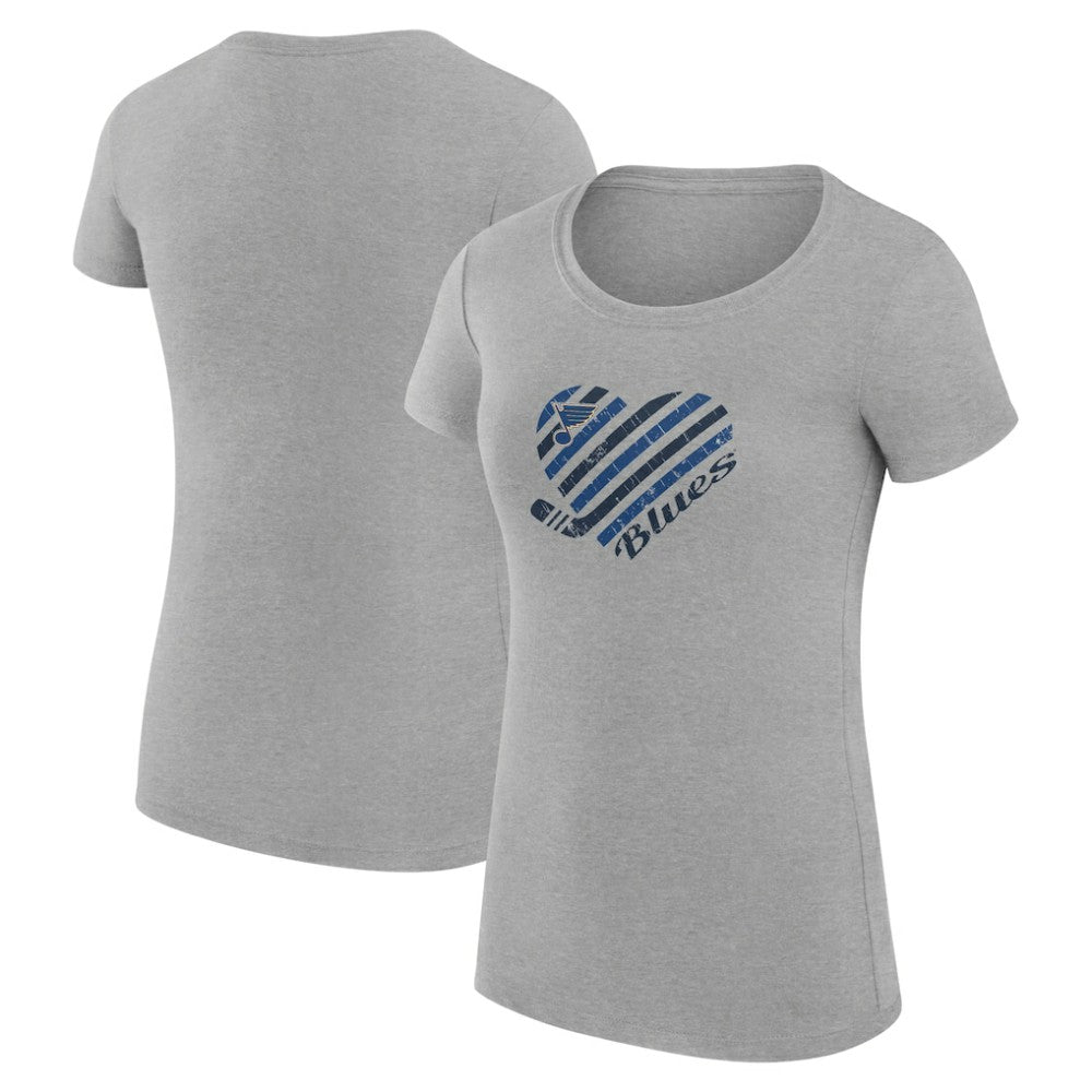 St. Louis Blues - G-III 4Her by Carl Banks Women's Super-Slim Fit Lightweight Heart T-Shirt Heather Gray