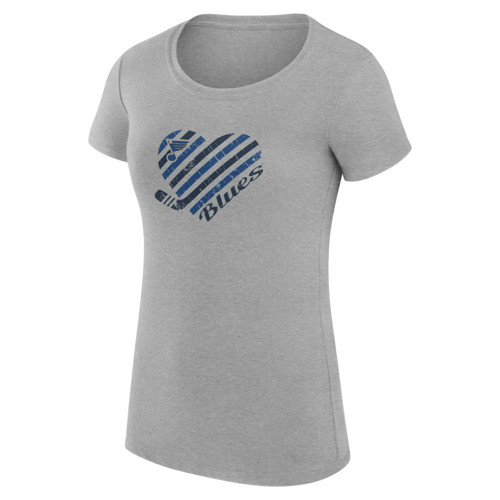 St. Louis Blues - G-III 4Her by Carl Banks Women's Super-Slim Fit Lightweight Heart T-Shirt Heather Gray