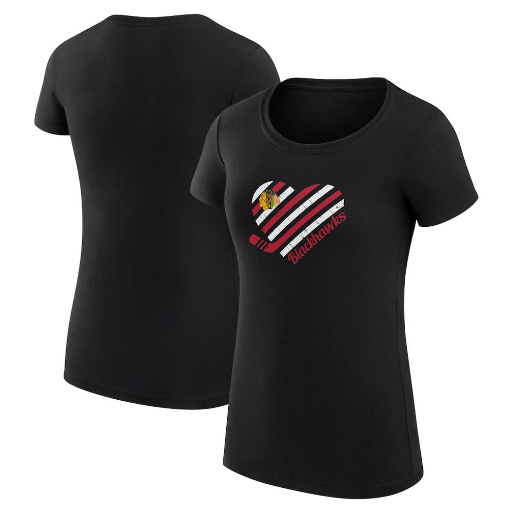 Chicago Blackhawks G-III 4Her by Carl Banks Women's Super-Slim Fit Lightweight Heart T-Shirt Black