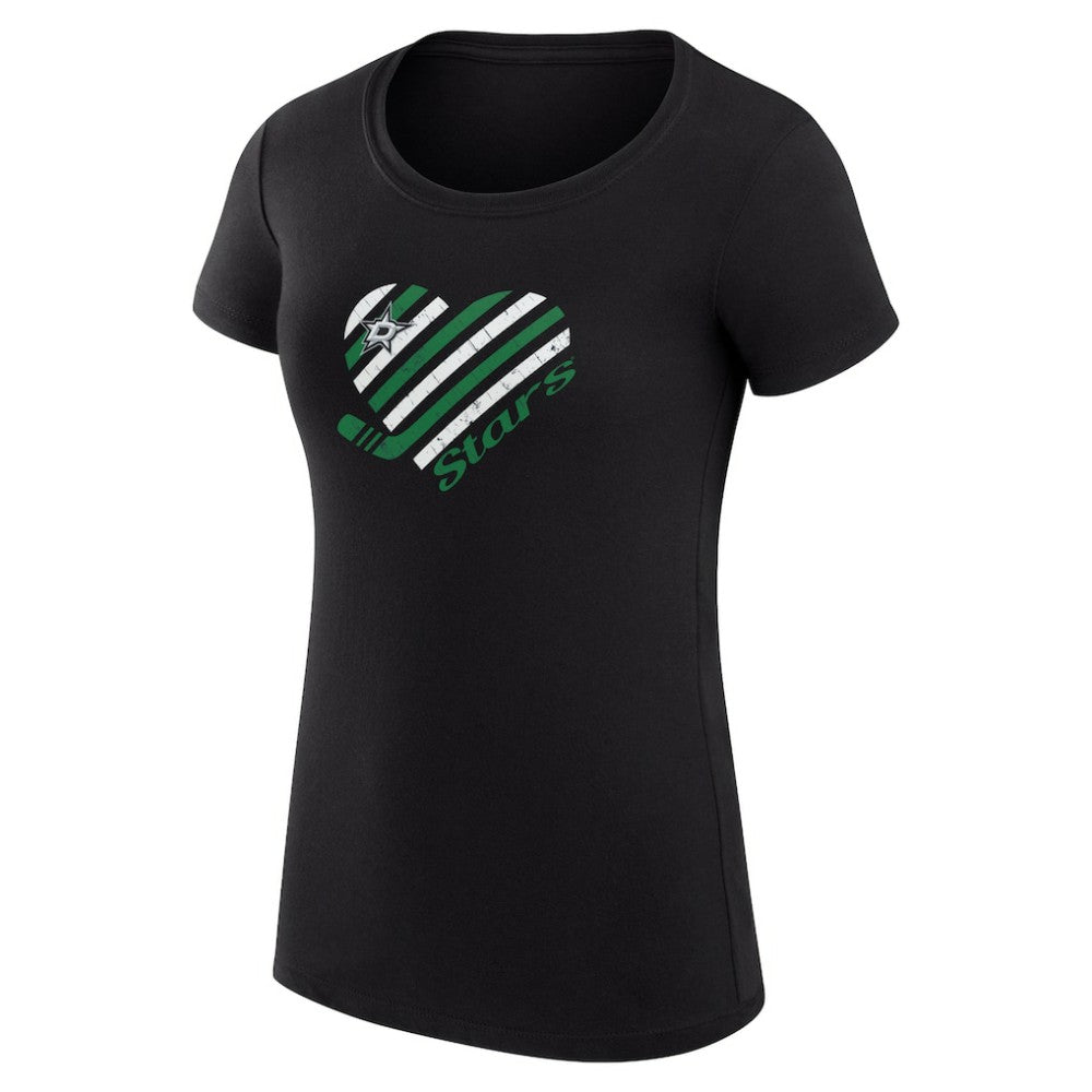 Dallas Stars - G-III 4Her by Carl Banks Women's Super-Slim Fit Lightweight Heart T-Shirt Black