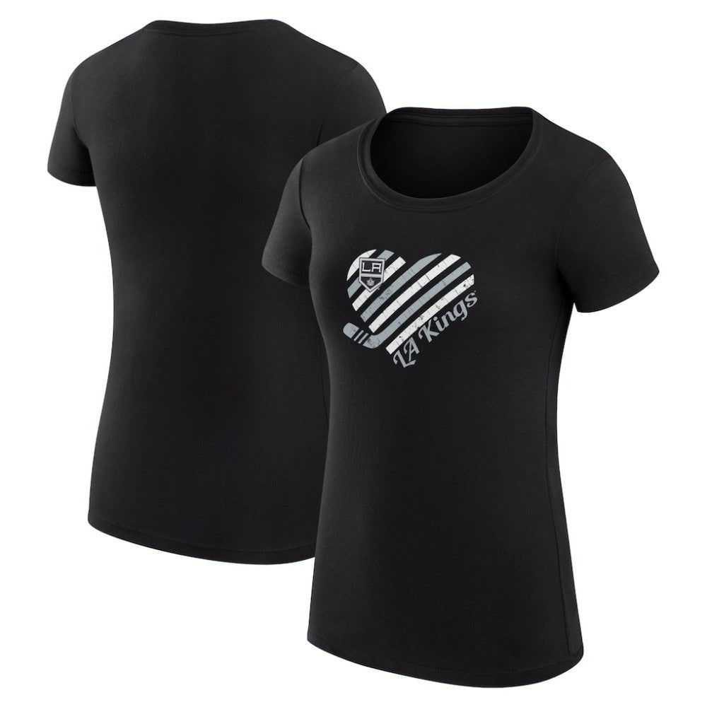 Los Angeles Kings - G-III 4Her by Carl Banks Women's Super-Slim Fit Lightweight Heart T-Shirt Black