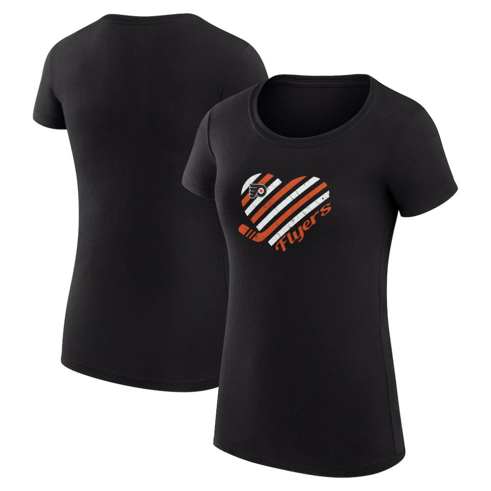 Philadelphia Flyers - G-III 4Her by Carl Banks Women's Super-Slim Fit Lightweight Heart T-Shirt Black