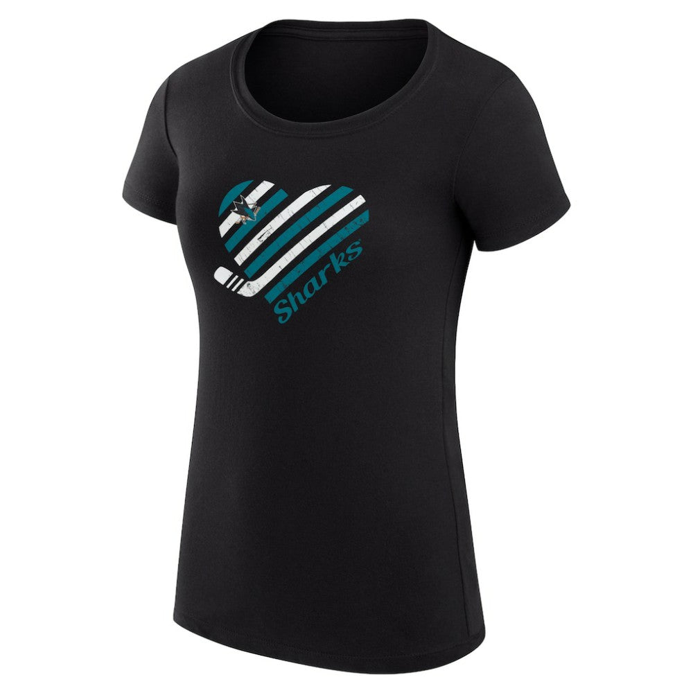 San Jose Sharks - G-III 4Her by Carl Banks Women's Super-Slim Fit Lightweight Heart T-Shirt Black