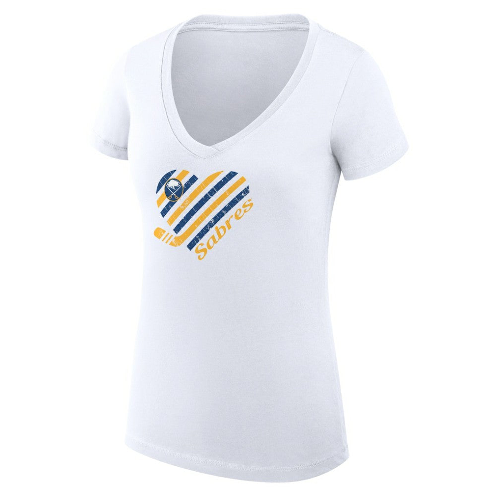 Buffalo Sabres - G-III 4Her by Carl Banks Women's Super-Slim Fit Lightweight Heart V-Neck T-Shirt White