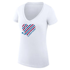 Colorado Avalanche - G-III 4Her by Carl Banks Women's Super-Slim Fit Lightweight Heart V-Neck T-Shirt White