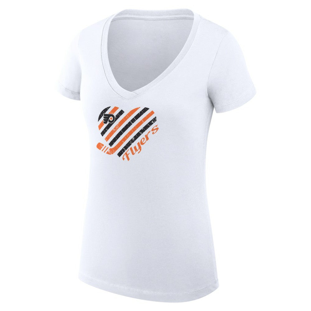 Philadelphia Flyers - G-III 4Her by Carl Banks Women's Super-Slim Fit Lightweight Heart V-Neck T-Shirt White