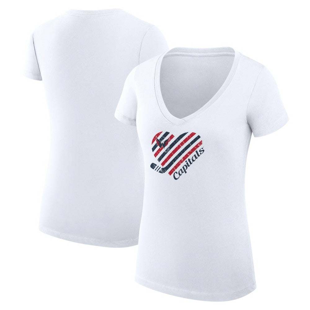 Washington Capitals G-III 4Her by Carl Banks Women's Super-Slim Fit Lightweight Heart V-Neck T-Shirt White
