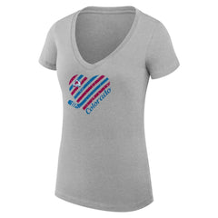 Colorado Avalanche - G-III 4Her by Carl Banks Women's Super-Slim Fit Lightweight Heart V-Neck T-Shirt Heather Gray