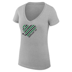 Dallas Stars - G-III 4Her by Carl Banks Women's Super-Slim Fit Lightweight Heart V-Neck T-Shirt Heather Gray