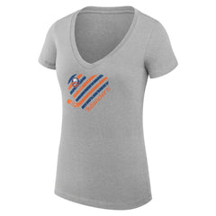New York Islanders - G-III 4Her by Carl Banks Women's Super-Slim Fit Lightweight Heart V-Neck T-Shirt Heather Gray