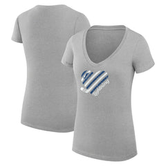 Tampa Bay Lightning - G-III 4Her by Carl Banks Women's Super-Slim Fit Lightweight Heart V-Neck T-Shirt Heather Gray