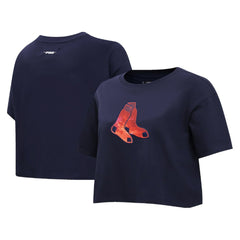 Boston Red Sox Pro Standard Women's Painted Sky Boxy Cropped T-Shirt Online