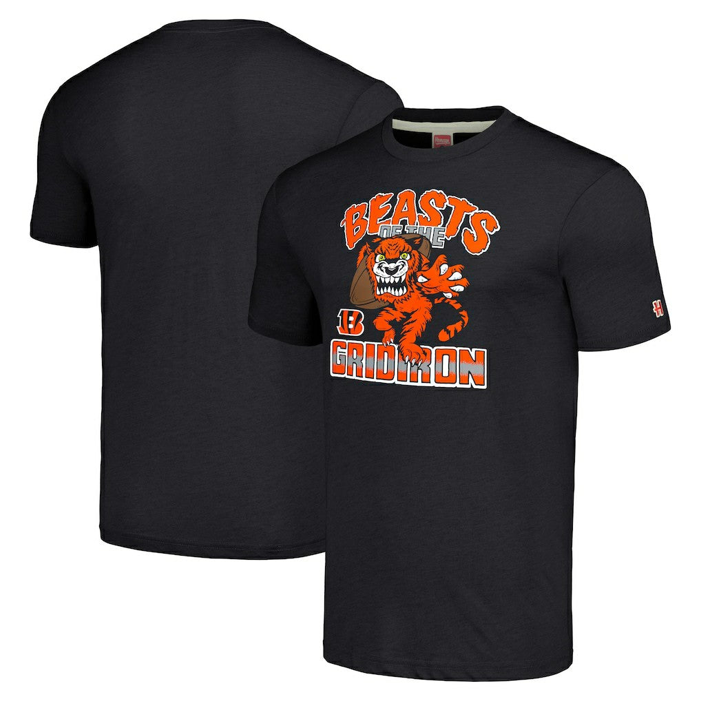 Cincinnati Bengals Homage Unisex Monsters of the Gridiron Halloween Tri-Blend T-Shirt Charcoal - NFL