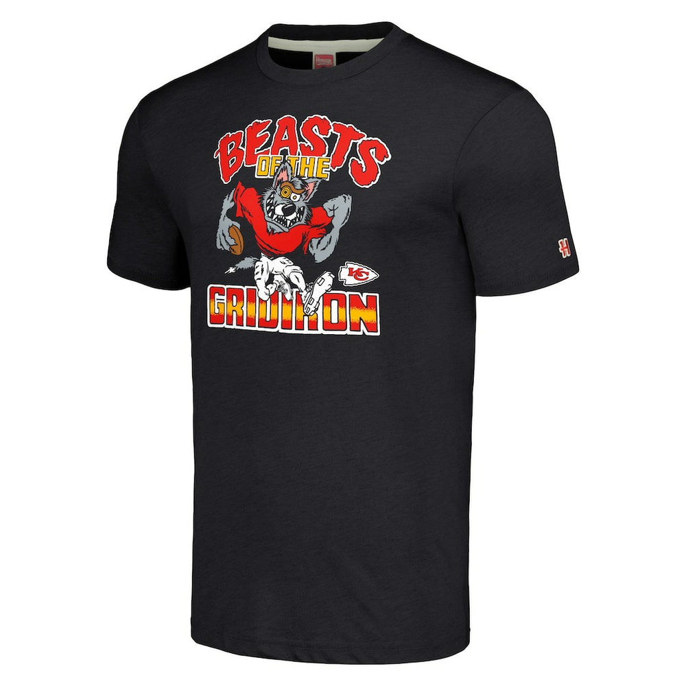Kansas City Chiefs Homage Unisex Monsters of the Gridiron Halloween Tri-Blend T-Shirt Charcoal - NFL