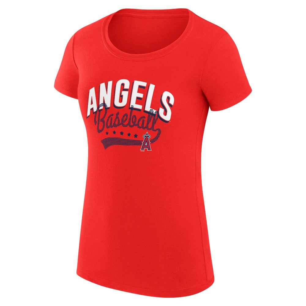 Los Angeles Angels G-III 4Her by Carl Banks Women's Super-Slim Fit Lightweight Filigree Team T-Shirt Clearance