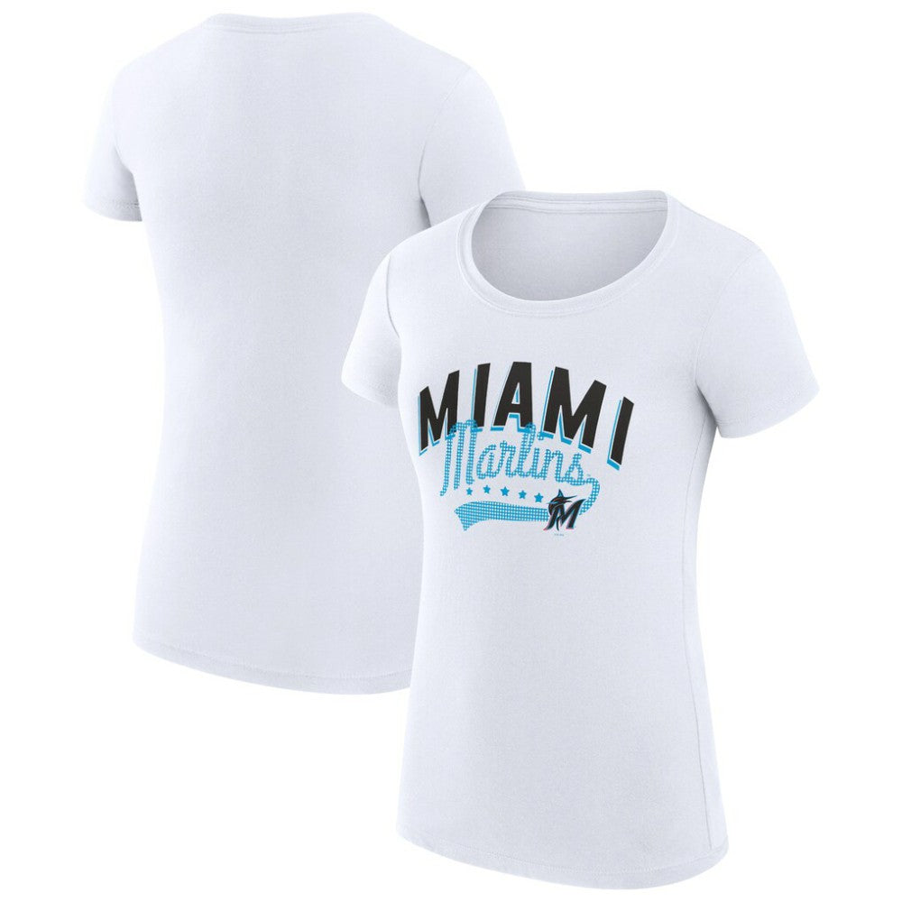 Miami Marlins G-III 4Her by Carl Banks Women's Super-Slim Fit Lightweight Filigree Team T-Shirt Online