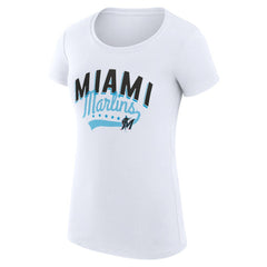 Miami Marlins G-III 4Her by Carl Banks Women's Super-Slim Fit Lightweight Filigree Team T-Shirt Online