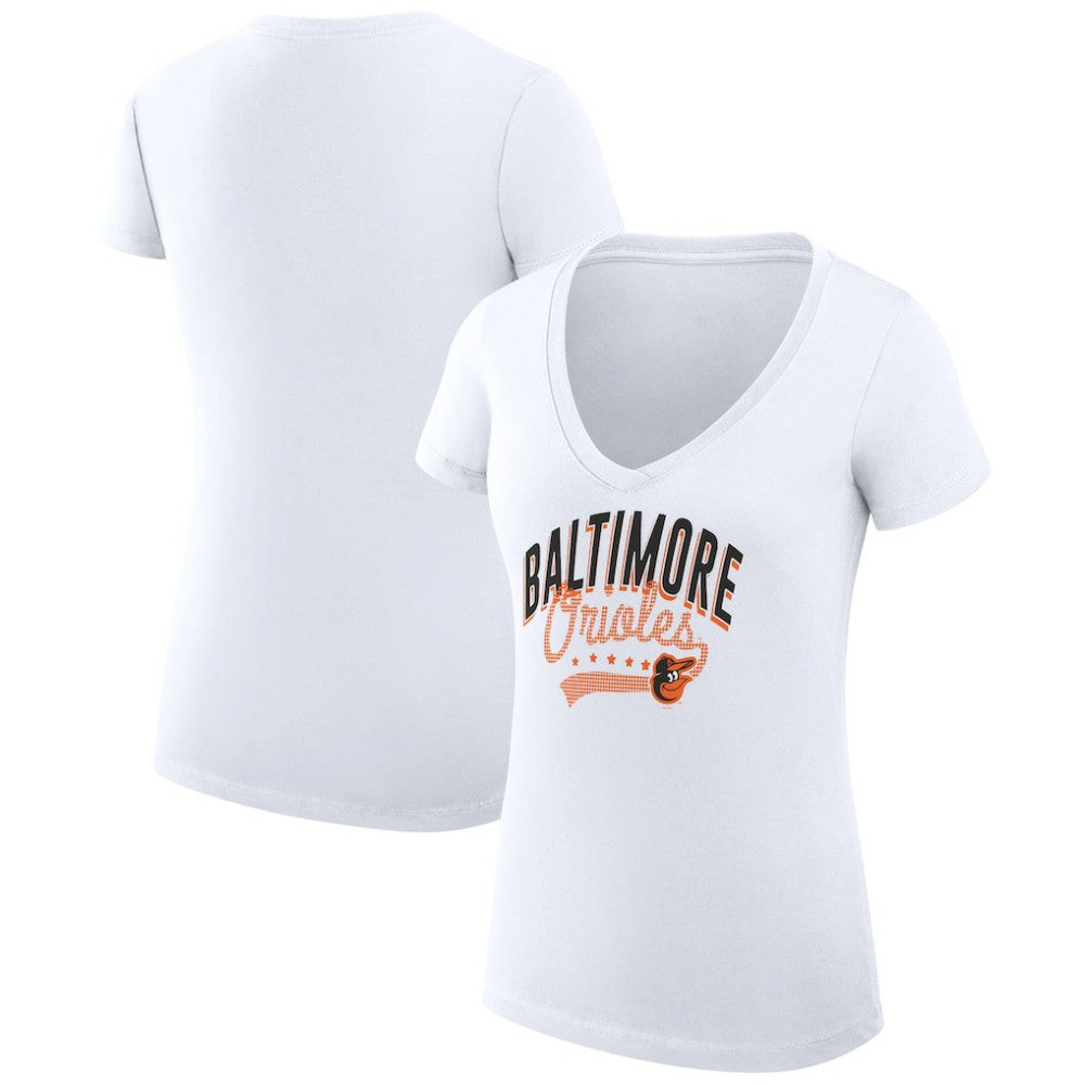 Baltimore Orioles G-III 4Her by Carl Banks Women's Super-Slim Fit Lightweight Filigree Team V-Neck T-Shirt Sale