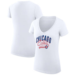 Chicago Cubs G-III 4Her by Carl Banks Women's Super-Slim Fit Lightweight Filigree Team V-Neck T-Shirt Near Me