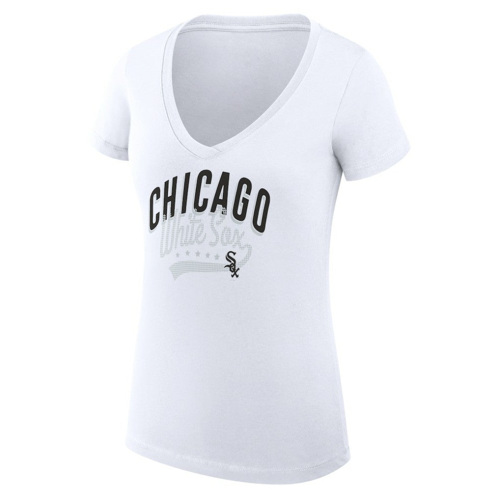 Chicago White Sox G-III 4Her by Carl Banks Women's Super-Slim Fit Lightweight Filigree Team V-Neck T-Shirt Near Me