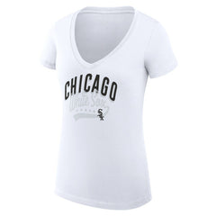 Chicago White Sox G-III 4Her by Carl Banks Women's Super-Slim Fit Lightweight Filigree Team V-Neck T-Shirt Near Me