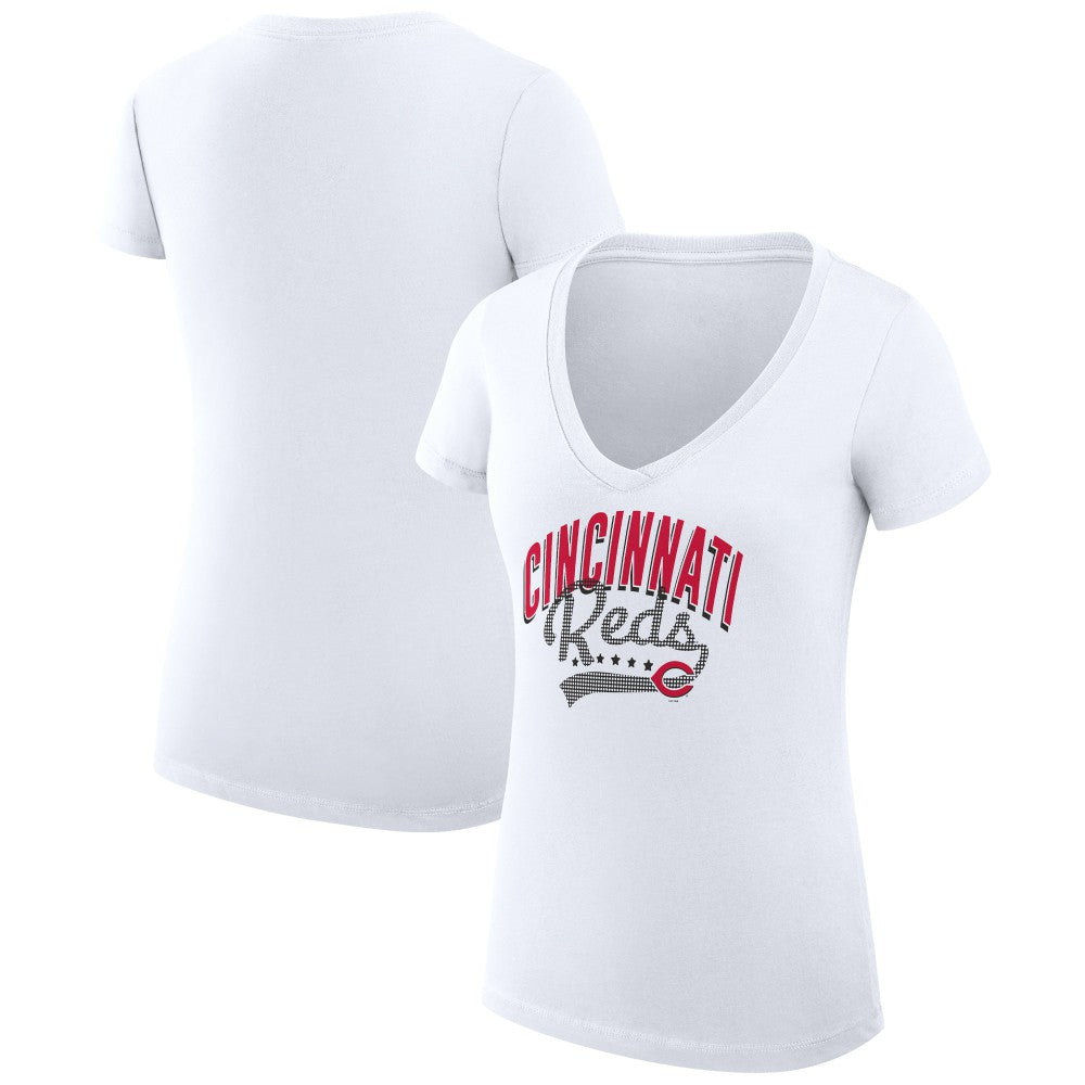 Cincinnati Reds G-III 4Her by Carl Banks Women's Super-Slim Fit Lightweight Filigree Team V-Neck T-Shirt Online