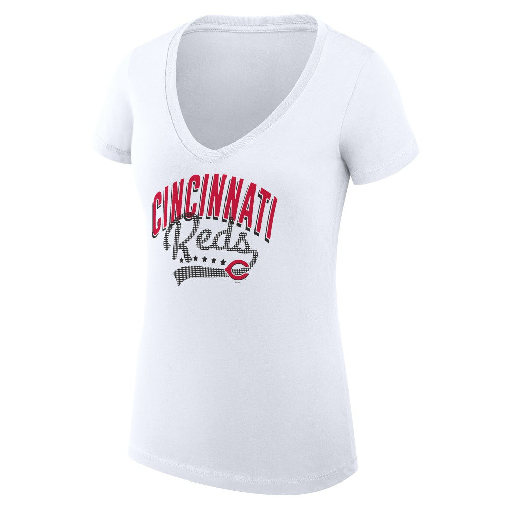 Cincinnati Reds G-III 4Her by Carl Banks Women's Super-Slim Fit Lightweight Filigree Team V-Neck T-Shirt Online