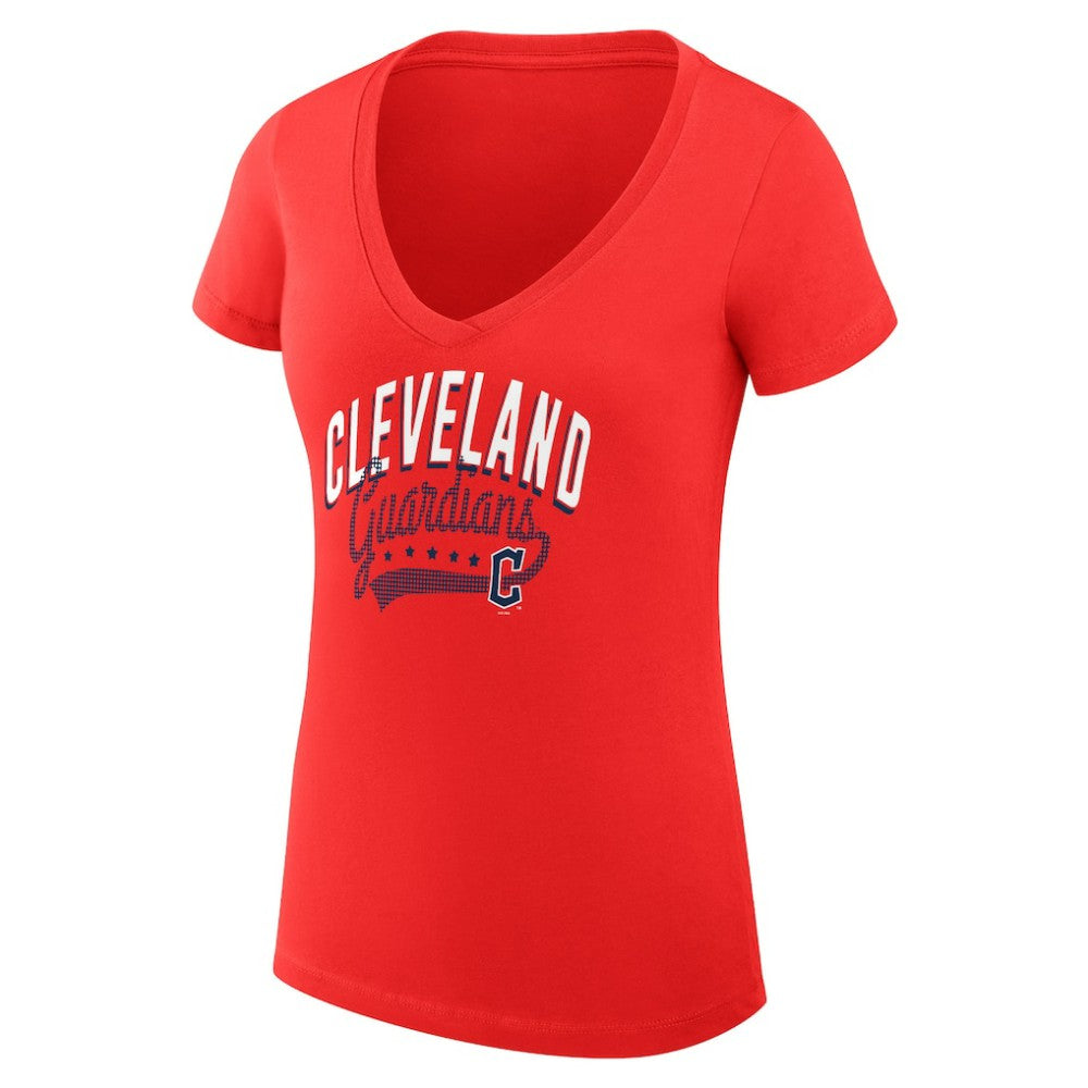 Cleveland Guardians G-III 4Her by Carl Banks Women's Super-Slim Fit Lightweight Filigree Team V-Neck T-Shirt for sale