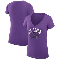 Colorado Rockies G-III 4Her by Carl Banks Women's Super-Slim Fit Lightweight Filigree Team V-Neck T-Shirt Lifestyle