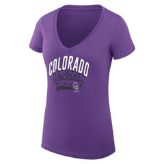 Colorado Rockies G-III 4Her by Carl Banks Women's Super-Slim Fit Lightweight Filigree Team V-Neck T-Shirt Lifestyle