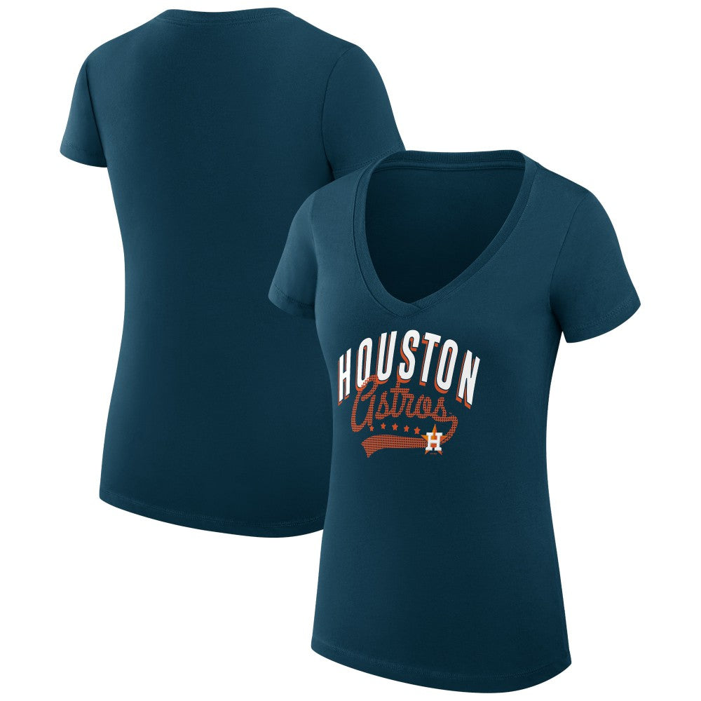 Houston Astros G-III 4Her by Carl Banks Women's Super-Slim Fit Lightweight Filigree Team V-Neck T-Shirt Sale