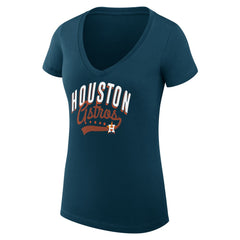 Houston Astros G-III 4Her by Carl Banks Women's Super-Slim Fit Lightweight Filigree Team V-Neck T-Shirt Sale