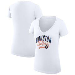 Houston Astros G-III 4Her by Carl Banks Women's Super-Slim Fit Lightweight Filigree Team V-Neck T-Shirt Lifestyle