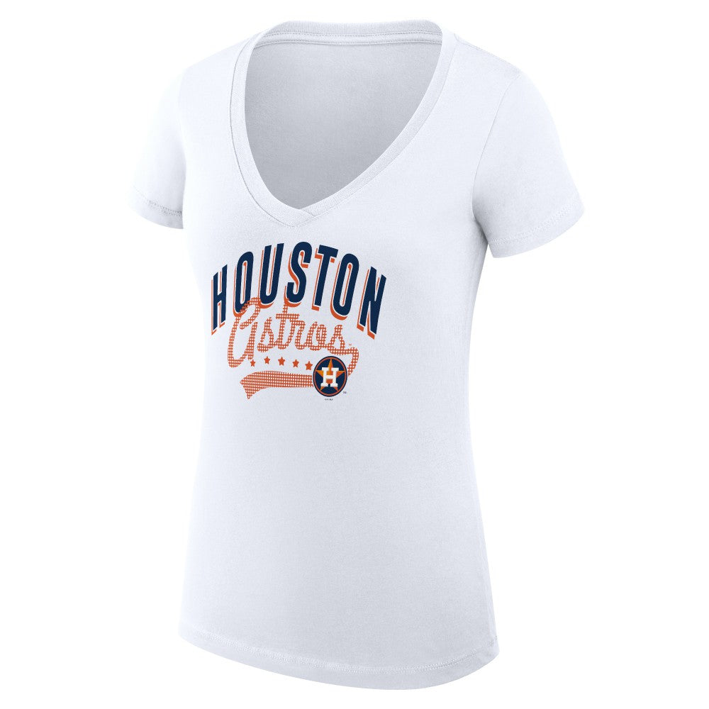 Houston Astros G-III 4Her by Carl Banks Women's Super-Slim Fit Lightweight Filigree Team V-Neck T-Shirt Lifestyle