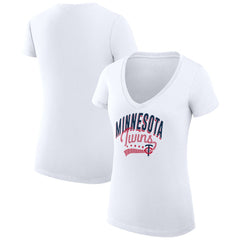 Minnesota Twins G-III 4Her by Carl Banks Women's Super-Slim Fit Lightweight Filigree Team V-Neck T-Shirt Online