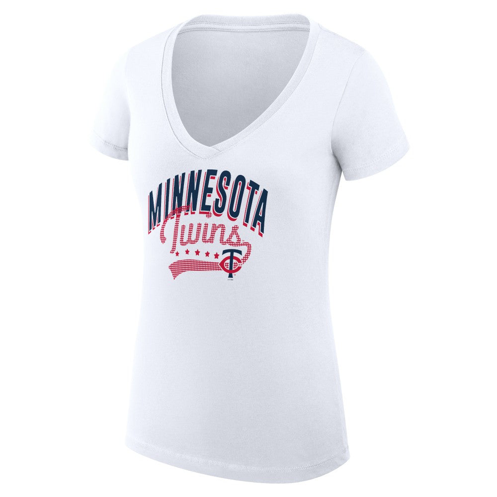 Minnesota Twins G-III 4Her by Carl Banks Women's Super-Slim Fit Lightweight Filigree Team V-Neck T-Shirt Online