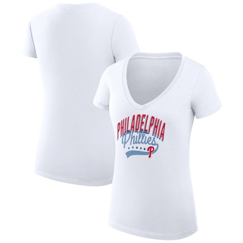 Philadelphia Phillies G-III 4Her by Carl Banks Women's Super-Slim Fit Lightweight Filigree Team V-Neck T-Shirt Online