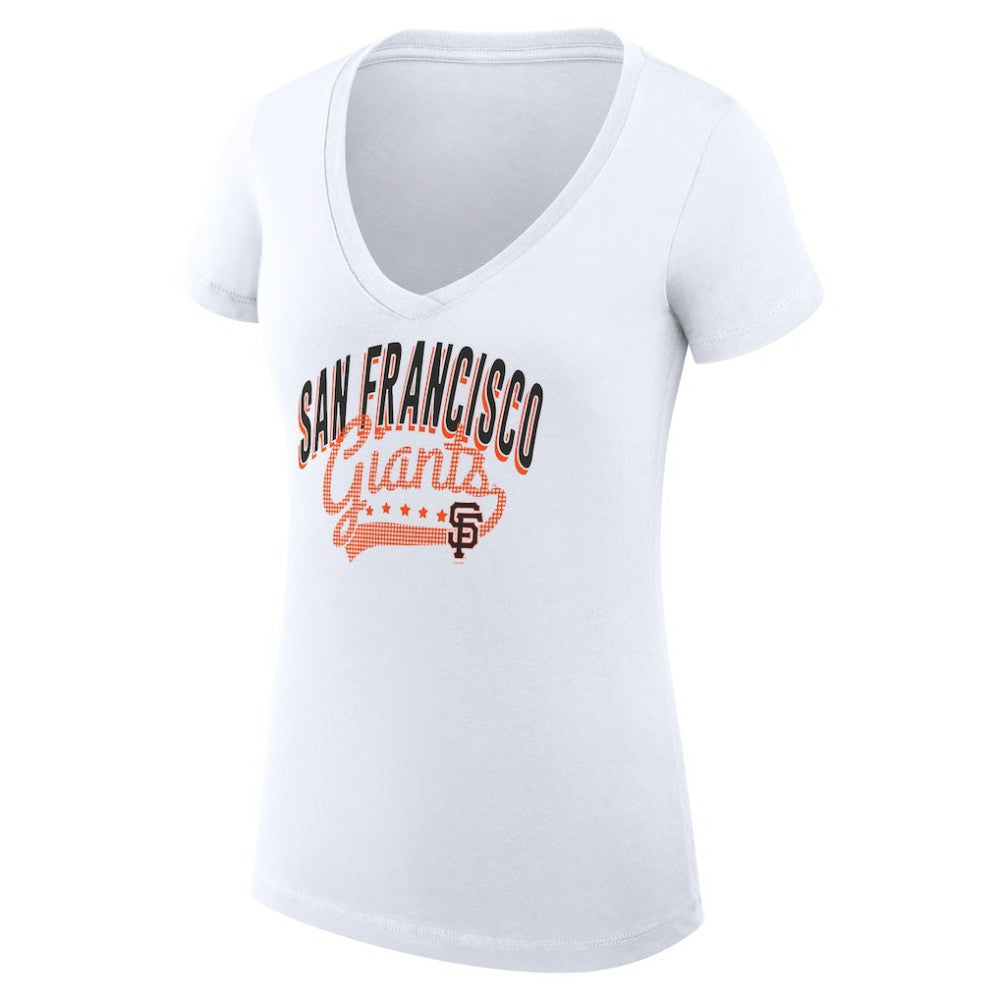 San Francisco Giants G-III 4Her by Carl Banks Women's Super-Slim Fit Lightweight Filigree Team V-Neck T-Shirt On Sale