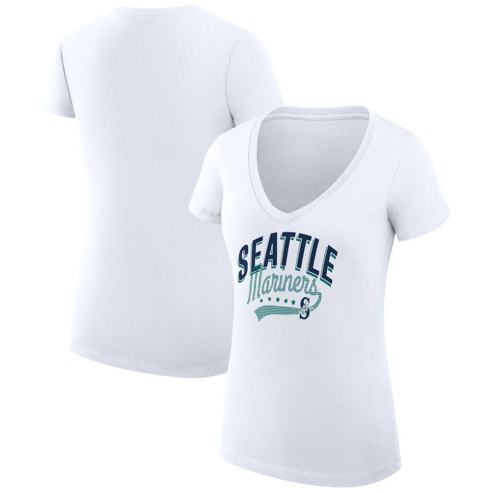 Seattle Mariners G-III 4Her by Carl Banks Women's Super-Slim Fit Lightweight Filigree Team V-Neck T-Shirt Online