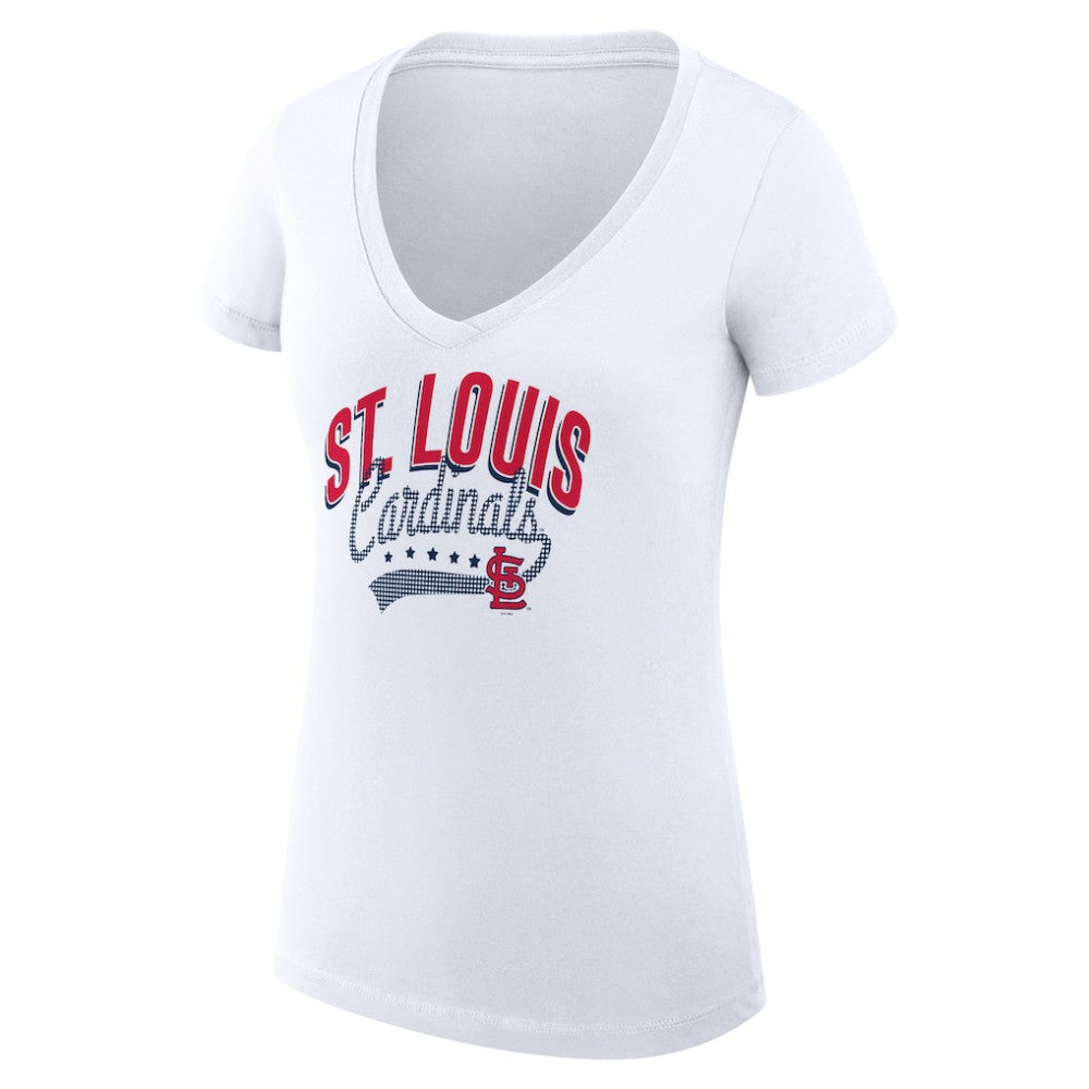 St. Louis Cardinals G-III 4Her by Carl Banks Women's Super-Slim Fit Lightweight Filigree Team V-Neck T-Shirt Sale