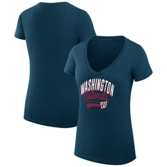 Washington Nationals G-III 4Her by Carl Banks Women's Super-Slim Fit Lightweight Filigree Team V-Neck T-Shirt Online