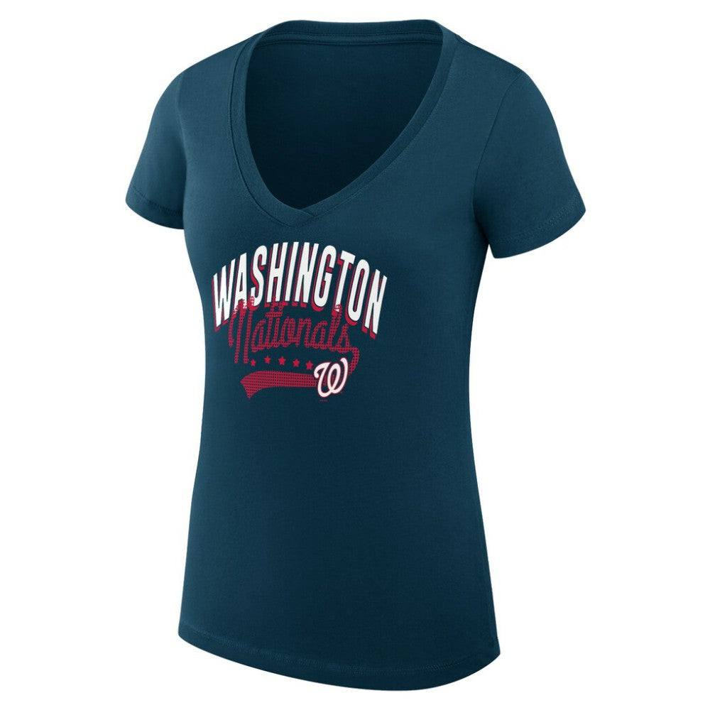 Washington Nationals G-III 4Her by Carl Banks Women's Super-Slim Fit Lightweight Filigree Team V-Neck T-Shirt Online