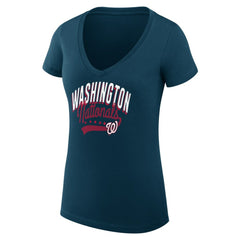 Washington Nationals G-III 4Her by Carl Banks Women's Super-Slim Fit Lightweight Filigree Team V-Neck T-Shirt Online