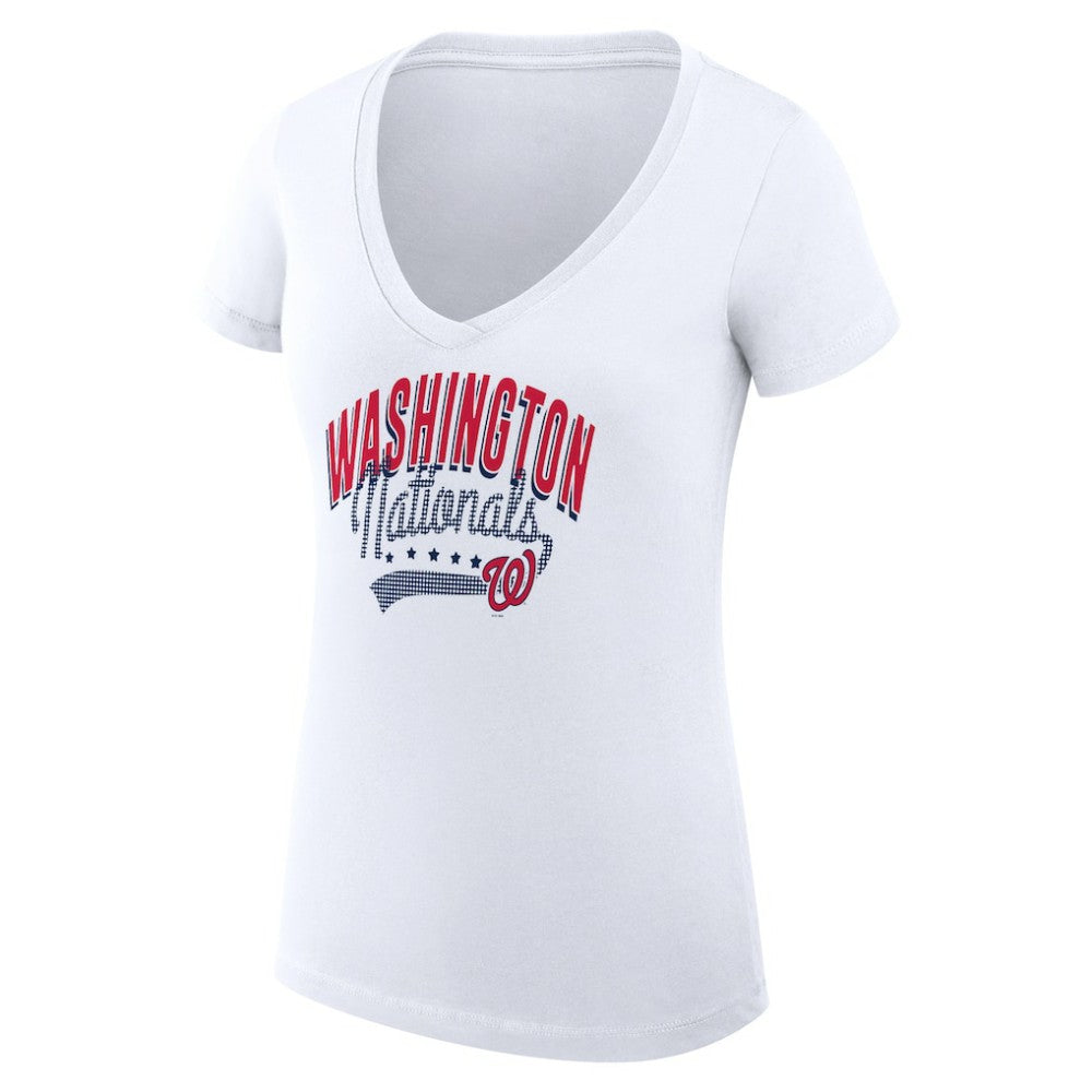 Washington Nationals G-III 4Her by Carl Banks Women's Super-Slim Fit Lightweight Filigree Team V-Neck T-Shirt Online