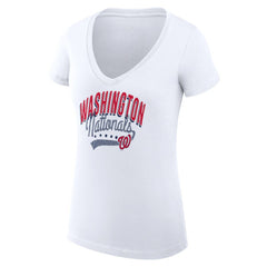 Washington Nationals G-III 4Her by Carl Banks Women's Super-Slim Fit Lightweight Filigree Team V-Neck T-Shirt Online